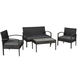 Juskys Trinidad - Loungeset - 2-zitsbank met 2 fauteuils - Donkergrijs