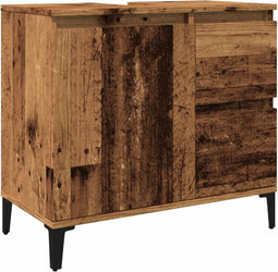 vidaXL - Wastafelkast - 65x33x60 - cm - bewerkt - hout - oud - houtkleurig