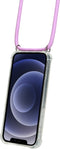 Mobiparts Lanyard Case - iPhone 12/12 Pro - Verstelbaar koord - Paars