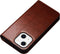 Qialino - Geschikt voor iPhone 14 - Leren bookcase hoes - Bruin