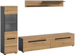 Furnilux Canu - Woonkamercombinatie - Inclusief verlichting - Basaltgrijs - 33x221x141cm