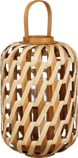 Mica Decorations Helios Windlicht - H49 x Ø31 cm - Gerecycled Polyester - Bruin