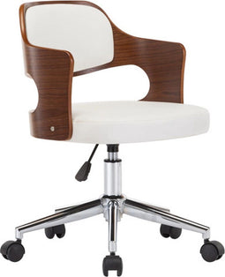 vidaXL - Kantoorstoel - draaibaar - gebogen - hout - en - kunstleer - wit