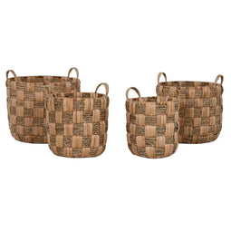 Basket spelset Home ESPRIT Natuurlijk Metaal Waterhyacint Boho (4 Onderdelen)