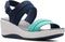 Clarks Step Cali Muir - Plateau sandalen - Elastisch bovenwerk - Navy Combi
