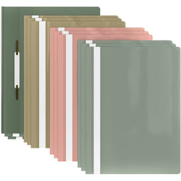 ACROPAQ - 12 x Documentenmap A4 - Transparant voorvak, A4 Projectmap met maximaal 70 pagina's, Mix van pastelkleuren, Professionele en eenvoudige organisatie - Documentenmap A4 transparant