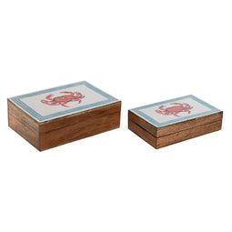 Doos-Juwelenkistje Home ESPRIT Multicolour Mangohout 25 x 17,5 x 8 cm (2 Stuks)