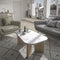 Ovale salontafel - QUARTZ - Wit marmereffect - Dikke eikenhouten poten - 105 x 58 x 39 cm - DIAGONE