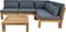 Tuin loungeset Aruba 5-delig + hoek (incl. kussens) - Donkergrijs - Teak