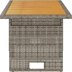 vidaXL - Tuintafel - 100x50x43/63 - cm - acaciahout - en - poly - rattan - grijs