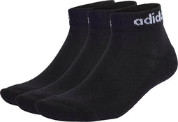 adidas Sportswear Linear - Gevoerde Enkelsokken - Demping bij hiel en tenen - Zwart (3 paar)