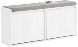 SoBuy FSR98-XL-W - Schoenenbank - Opbergruimte en gewatteerde zitting - Wit