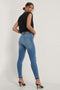 NA-KD Skinny High Waist Jeans - Ruwe Zomen - Mid Blue - Maat EU 34
