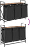vidaXL - Wasmand - 3 - vakken - met - plank - gerookt - eikenkleurig