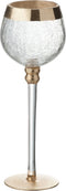 J-Line kaarshouder Bol Op Voet Craquele - glas - transparant/goud - medium