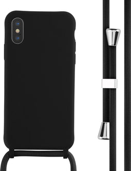 iMoshion Hoesje Geschikt voor iPhone X / Xs Hoesje Met Koord - iMoshion Siliconen hoesje met koord - Zwart