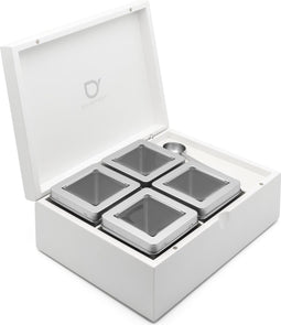 Bredemeijer - Theedoos wit bamboe +4 blikjes +lepel