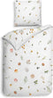 Heckettlane Dekbedovertrek Tuva - Bedlinnen met Bloemen print - 200x220 - Wit - Dekbedhoes van 100% Katoen-Clip Sheared