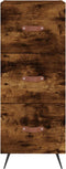 vidaXL - Dressoir - 34,5x34x90 - cm - bewerkt - hout - gerookt - eiken