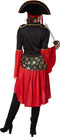 dressforfun - Vrouwenkostuum piratenkoningin XL - Jurk met veter en hoed - zwart / rood