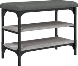 vidaXL - Schoenenbank - 62x32x47 - cm - bewerkt - hout - grijs - sonoma - eikenkleurig