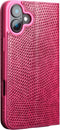 Qialino Geschikt voor iPhone 16 Plus hoesje - Leren bookcase - Croco Roze