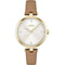 Hugo Boss Beige Leather Watch Met Gouden Stalen Kast
