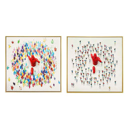 Schilderij Home ESPRIT Mannen Modern 80 x 3,5 x 80 cm (2 Stuks)