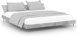 vidaXL - Bedframe - bewerkt - hout - betongrijs - 120x200 - cm