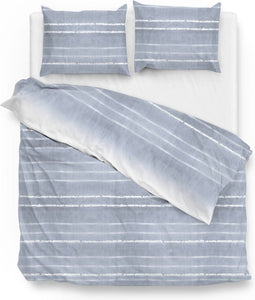 Zohome Dekbedovertrek Emil - Bedlinnen met Strepen print - 240x220 - Blauw - Dekbedhoes van 100% Katoen-Satijn