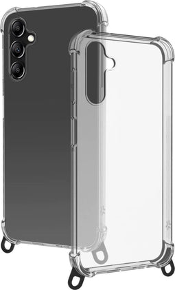 Celly Freedom Siliconen hoesje met koord - Geschikt voor Samsung Galaxy A14 - TPU Back Cover - Telefoonkoord - Transparant