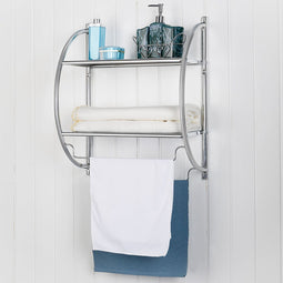Coast Handdoekrek - Metaal - 2 planken - Zilver - 45 x 25,5 x 55 cm