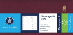Ryam Zakagenda 2025 Memoplan 7 BORDEAUX LIGGEND Harde Kaft (16.9cm x 8.1cm)
