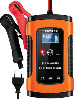 VERTREX Acculader - Druppellader - 12V 6A - Geschikt voor Motor Auto Scooter