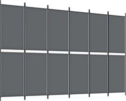 vidaXL - Kamerscherm - met - 6 - panelen - 300x200 - cm - stof - antracietkleurig