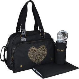 BABY AAN BOORD Gewoon premium luiertas + accessoires - zwart gouden hart
