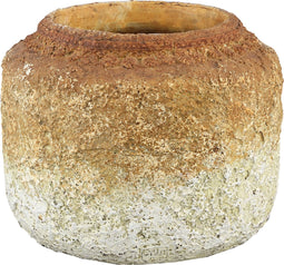 PTMD Fey Ronde Bloempot - H18 x Ø23 cm - Cement - Goud