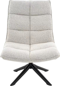 Draaibare Fauteuil Lucas - Bouclé Beige - Teddystof Naturel - Zwart onderstel