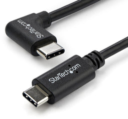 Startech.com USB-C kabel - rechtshoekig M/M - 1 m - 3 A - Zwart