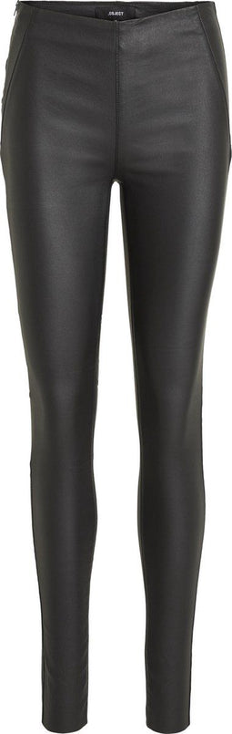 Object Objbelle MW Coated Leggings - Dames Legging met knipbare lengte - Zwart