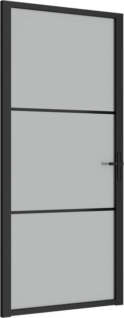 vidaXL - Binnendeur - 93x201,5 - cm - matglas - en - aluminium - zwart
