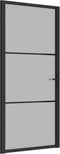 vidaXL - Binnendeur - 93x201,5 - cm - matglas - en - aluminium - zwart