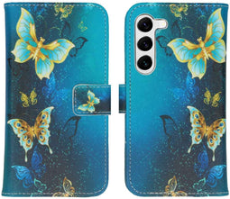 iMoshion Hoesje Geschikt voor Samsung Galaxy S23 Hoesje Met Pasjeshouder - iMoshion Design Softcase Bookcase - Blauw / Blue Butterfly
