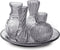 Set van 4 vaasjes en onderbord 'ludo' antraciet h13 d22,5 cm