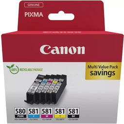 Canon PGI-580/CLI-581 - Inktcartridge - 5 stuks - Zwart Blauw Cyaan Magenta Geel (5 stuks)