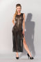 Guilty Pleasure - Printed Datex gestreepte lange jurk - S