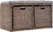 vidaXL - Bankje - met - 2 - manden - 71x40x42 - cm - zeegras - grijs
