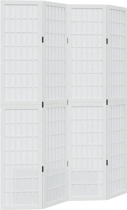 vidaXL - Kamerscherm - met - 4 - panelen - massief - paulowniahout - wit