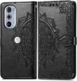 imoshion Hoesje Geschikt voor Motorola Edge Plus (2022) / Edge 30 Pro Hoesje Met Pasjeshouder - imoshion Mandala Bookcase - Zwart