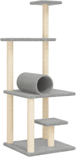 vidaXL - Kattenmeubel - met - sisal - krabpalen - 136 - cm - lichtgrijs